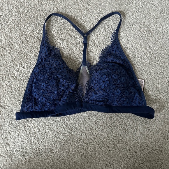 Dark Blue Lace Racerback Bralette - Picture 1 of 2
